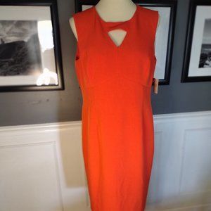 NWT Orange Kasper Sheath Dress with Cut-Out Featured Neckline -- 12